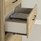 Commode haute contemporaine à 5 tiroirs, frêne naturel – Simple