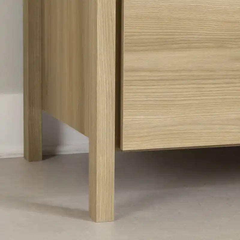 Commode haute contemporaine à 5 tiroirs, frêne naturel – Simple