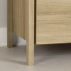 Commode haute contemporaine à 5 tiroirs, frêne naturel – Simple