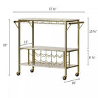 Chariot de bar glamour blanc/doré avec rangement pour vin et porte-verres – Simple