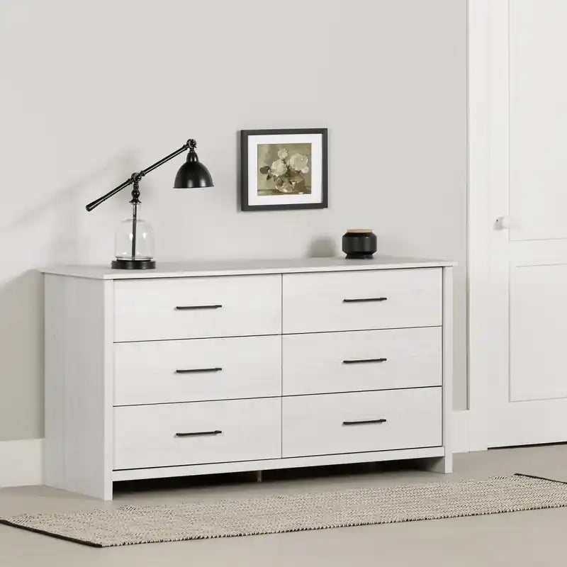 Commode double à 6 tiroirs White Pine Farmhouse – Double