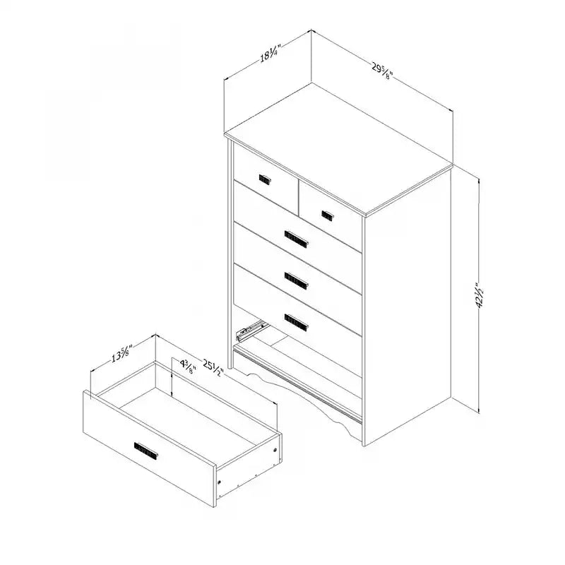 Commode blanche à 5 tiroirs pour chambre double – Simple