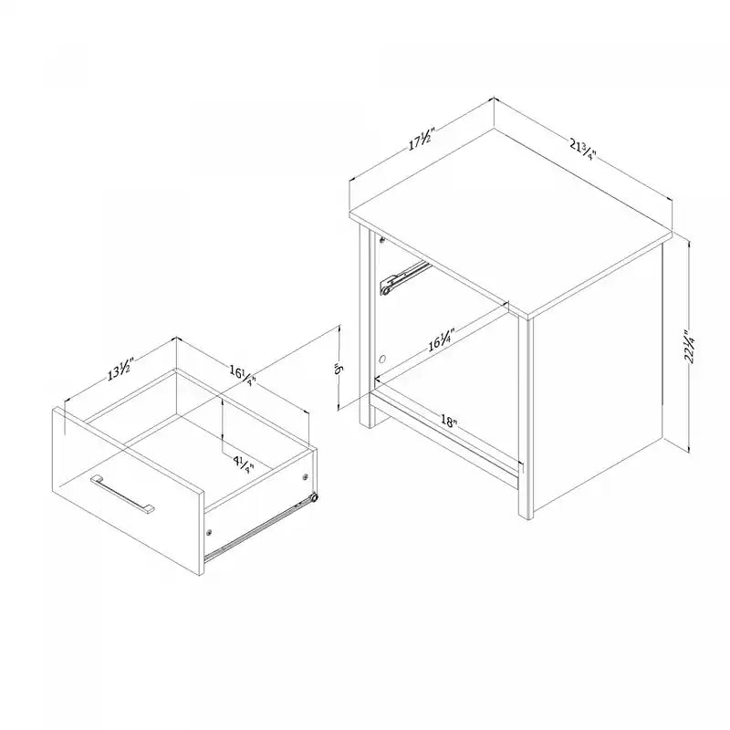 Table de chevet à 1 tiroir et étagère ouverte White Pine Farmhouse – Simple