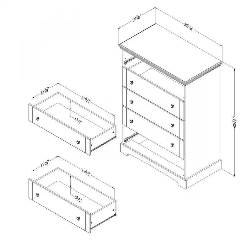 Commode haute contemporaine blanche à 5 tiroirs – Simple