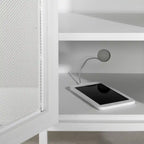 Table de chevet scandinave blanche à 1 porte avec étagère – Simple