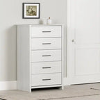 Commode haute à 5 tiroirs White Pine Farmhouse – Simple