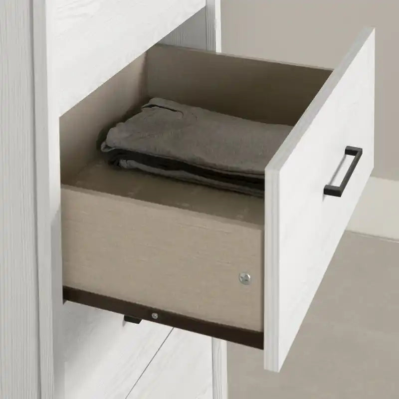 Commode haute à 5 tiroirs White Pine Farmhouse – Simple