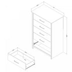 Commode haute à 5 tiroirs White Pine Farmhouse – Simple
