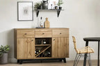 Buffet contemporain Nordik Chêne avec rangement à vin et casier à verres – Simple