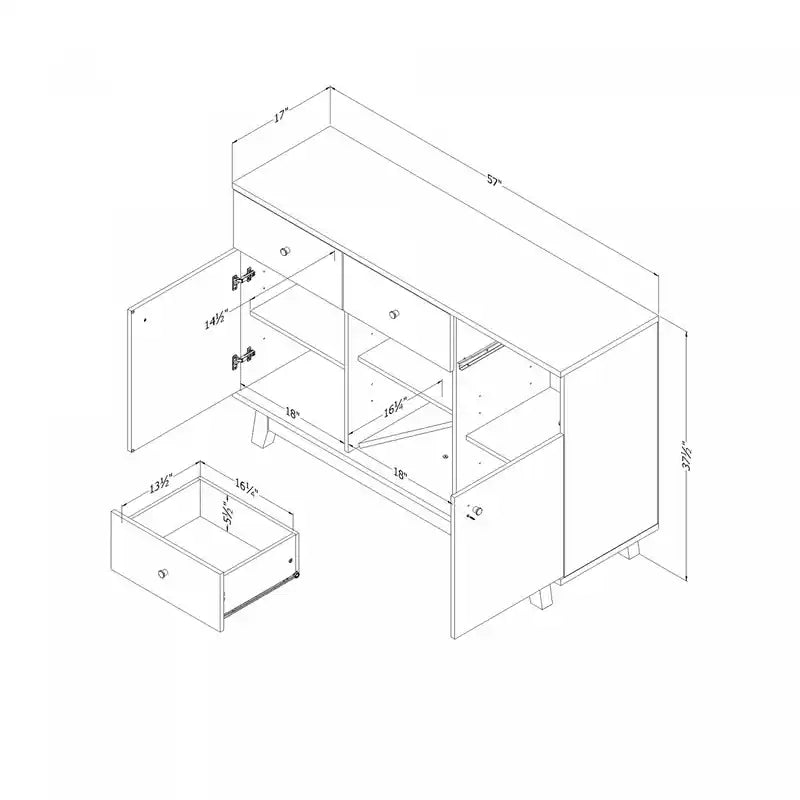Buffet contemporain Nordik Chêne avec rangement à vin et casier à verres – Simple