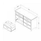 Commode double Winter Oak Classic à 6 tiroirs – Double