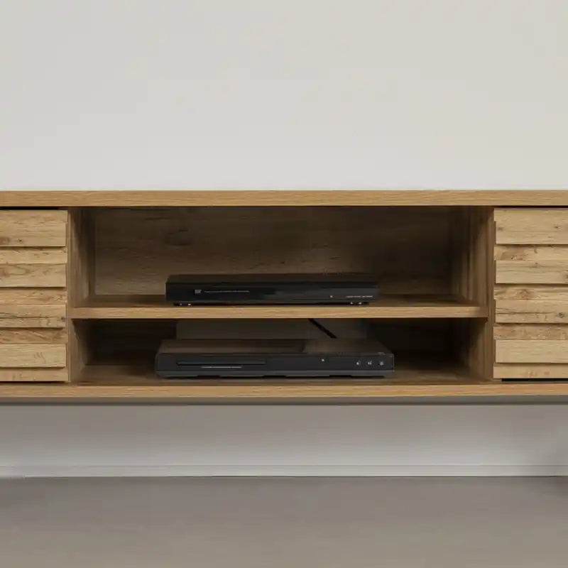 Meuble TV moderne 175 cm en chêne naturel avec 2 tiroirs – Simple