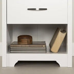 Table de chevet contemporaine 1 tiroir avec étagère ouverte, blanc/noir – Simple