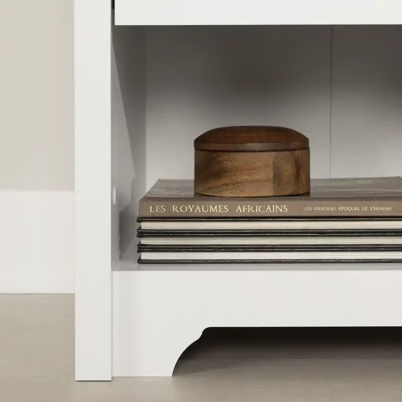 Table de chevet contemporaine 1 tiroir avec étagère ouverte, blanc/noir – Simple
