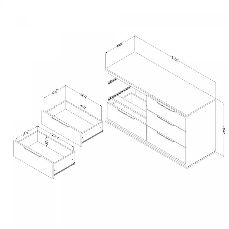 Commode double à 6 tiroirs multicolore/grise pour enfants – Simple