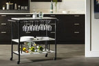 Chariot de bar glamour blanc/doré avec rangement pour vin et porte-verres – Simple
