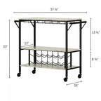 Chariot de bar glamour blanc/doré avec rangement pour vin et porte-verres – Simple