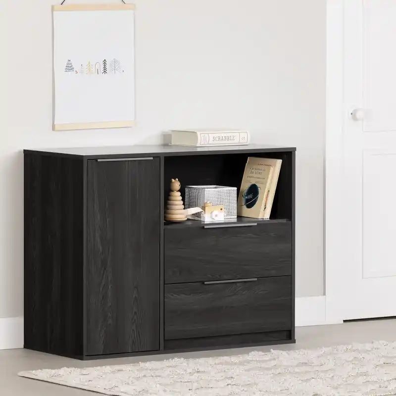 Commode double à 6 tiroirs multicolore/grise pour enfants – Simple