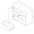 Commode double à 6 tiroirs multicolore/grise pour enfants – Simple