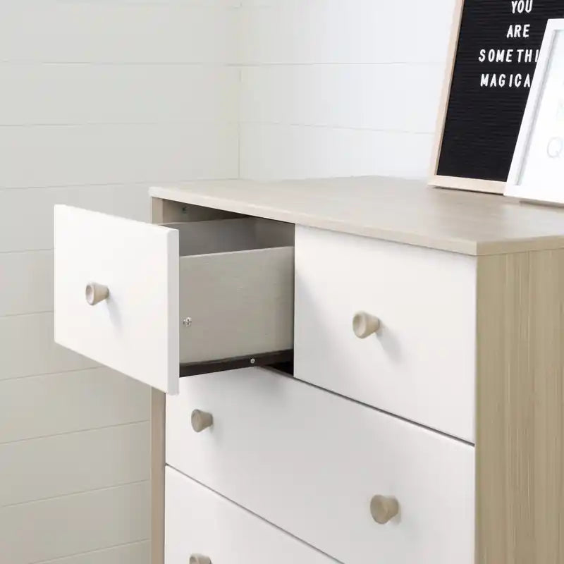 Commode blanche scandinave 5 tiroirs – Simple