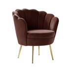 Fauteuil baril confortable avec pieds en métal doré, fauteuil d'appoint pour salon