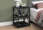 Table de chevet d'appoint en métal noir effet marbre noir