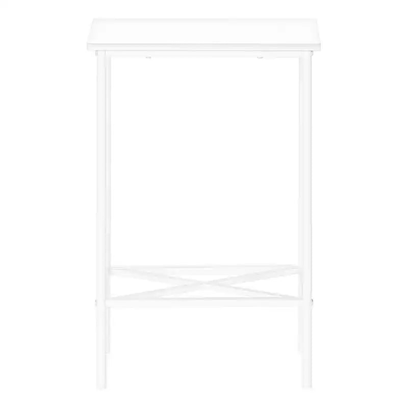 White Narrow Metal Side Table