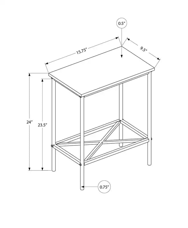 Table d'appoint étroite en métal blanc