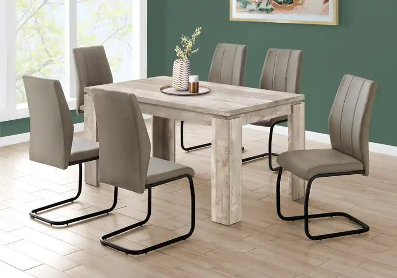 Table de salle à manger aspect bois récupéré taupe