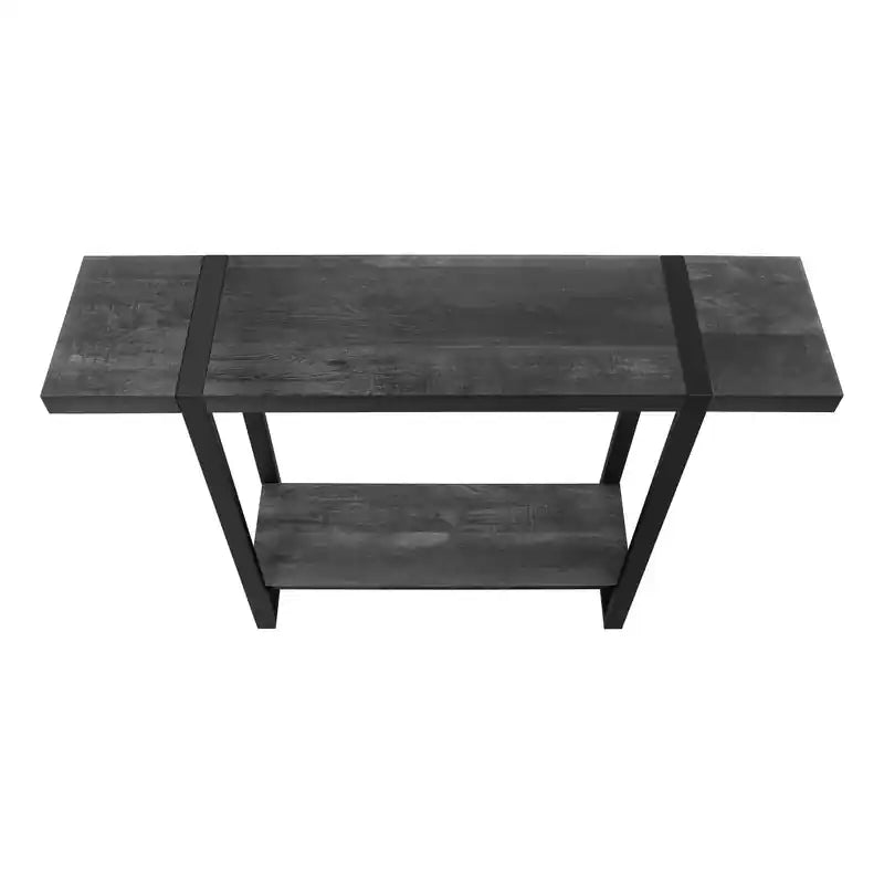 Table d'appoint noire effet bois de récupération