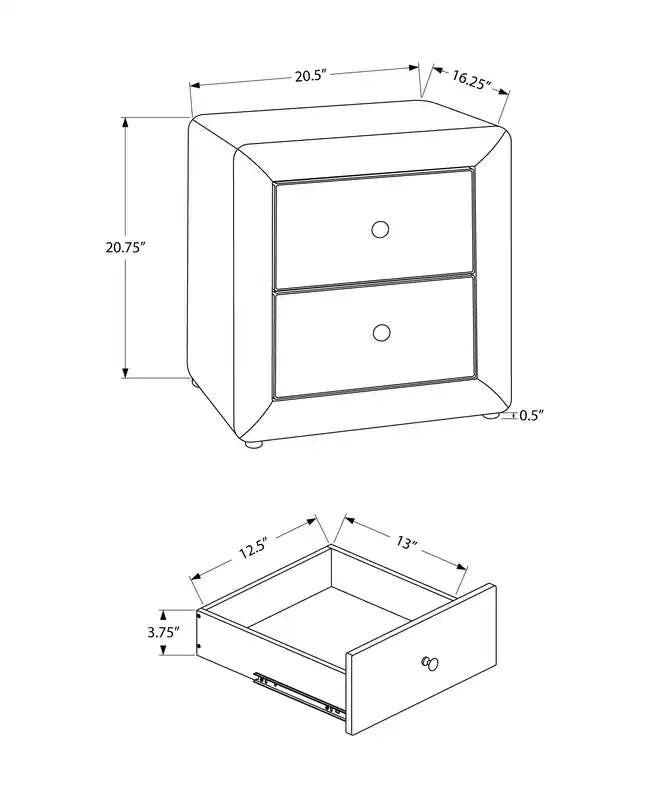Table de chevet en velours gris foncé