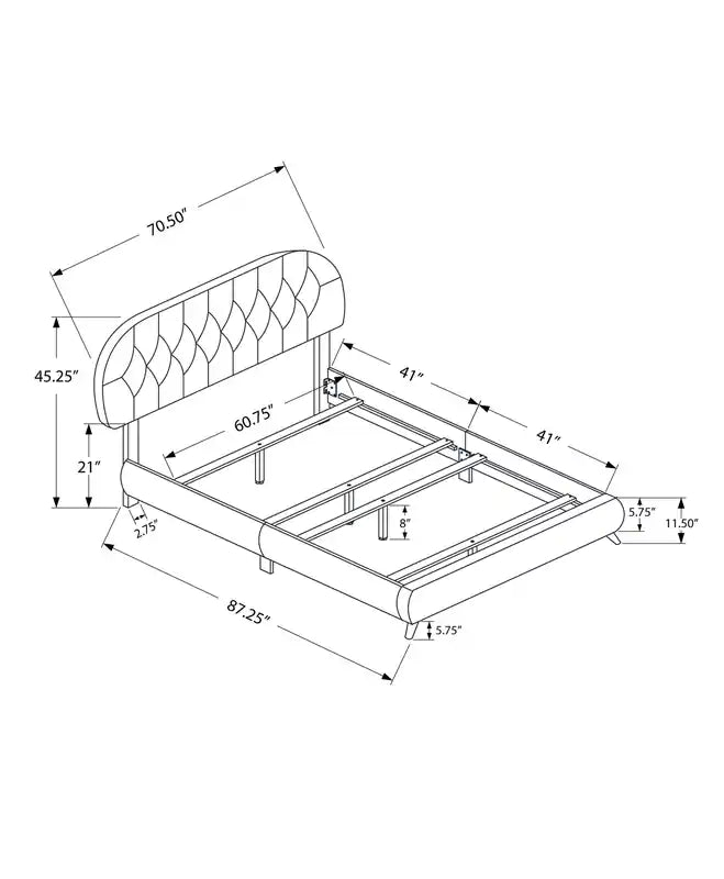 Lit Queen Size Aspect Cuir Marron Avec Pieds En Bois
