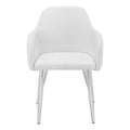Set Of 2 White Leather-look Chrome Metal Dining Chair
