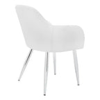 Lot de 2 chaises de salle à manger en métal chromé aspect cuir blanc