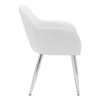 Lot de 2 chaises de salle à manger en métal chromé aspect cuir blanc