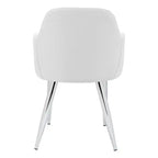 Lot de 2 chaises de salle à manger en métal chromé aspect cuir blanc