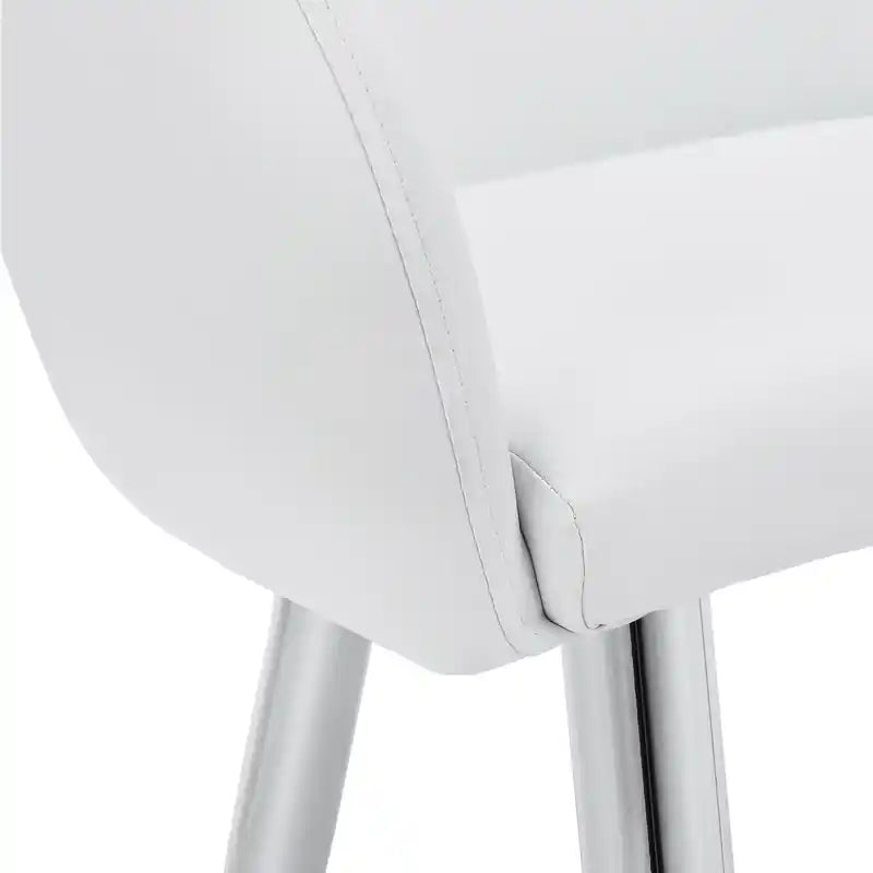 Lot de 2 chaises de salle à manger en métal chromé aspect cuir blanc
