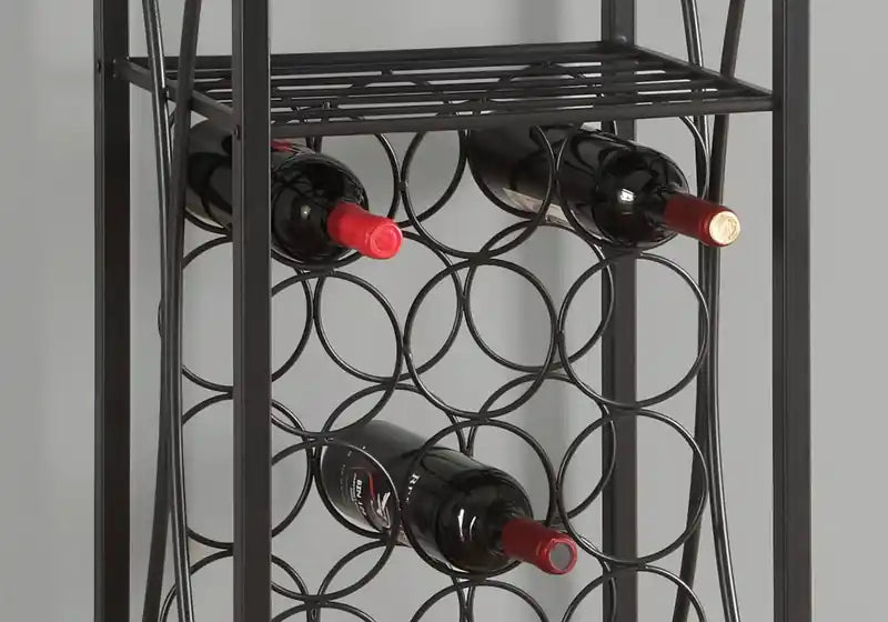Porte-bouteilles et verres à vin en métal noir pour bar à domicile