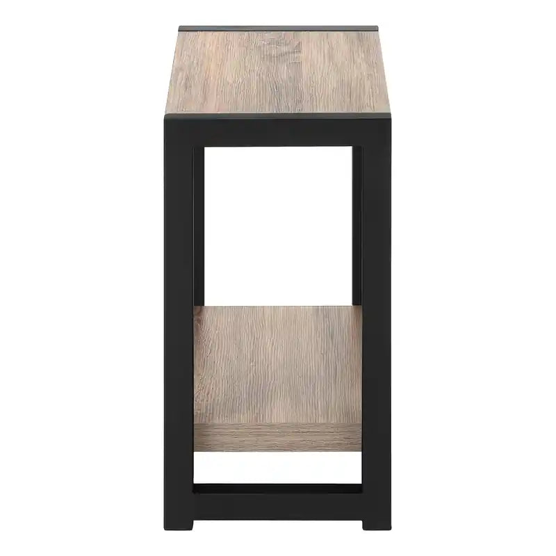 Table d'appoint étroite à 2 niveaux en métal noir et taupe