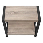 Table d'appoint étroite à 2 niveaux en métal noir et taupe