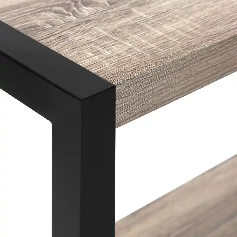 Table d'appoint étroite à 2 niveaux en métal noir et taupe