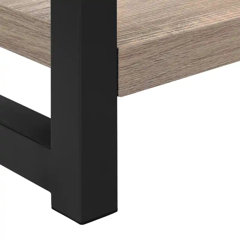 Table d'appoint étroite à 2 niveaux en métal noir et taupe