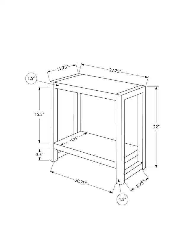Table d'appoint étroite à 2 niveaux en métal noir et taupe