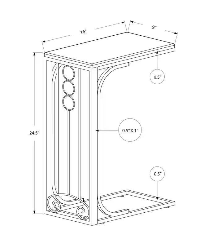 Table d'appoint noire avec accents en métal argenté