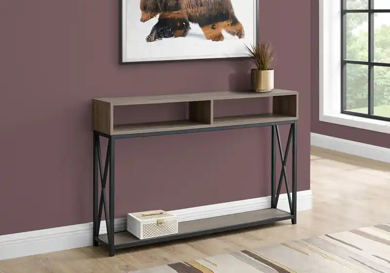 Console d'appoint en métal noir taupe