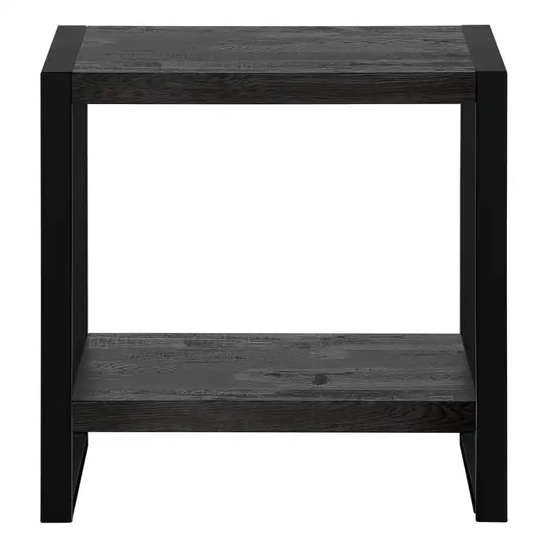 Black Reclaimed Wood-look Black Metal Side Table
