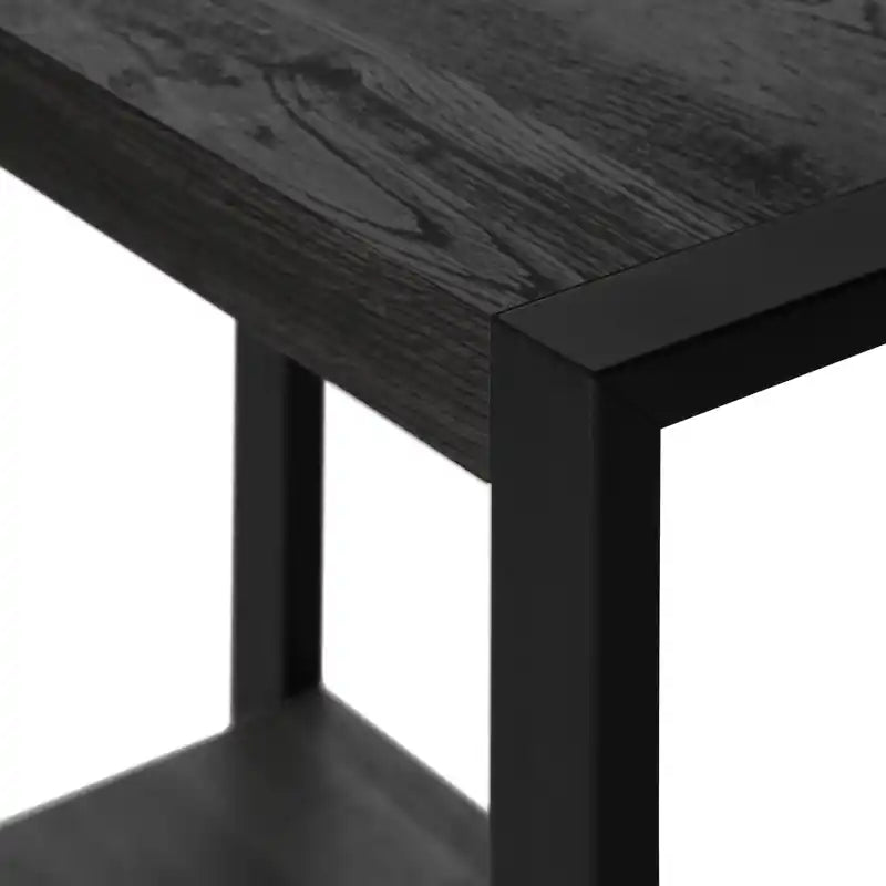 Table d'appoint en bois recyclé noir et métal noir