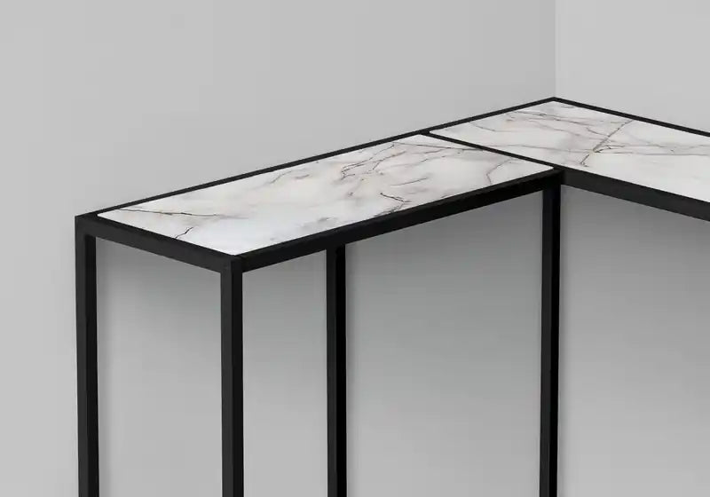 Console noire effet marbre blanc