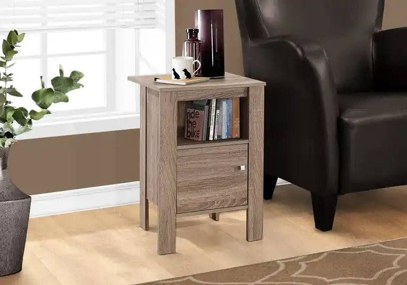 Table de chevet d'appoint taupe foncé