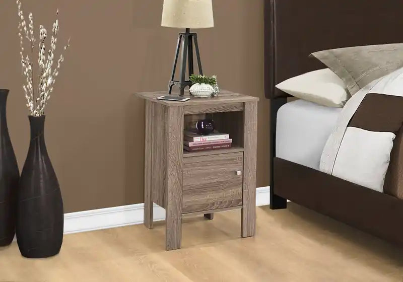 Table de chevet d'appoint taupe foncé